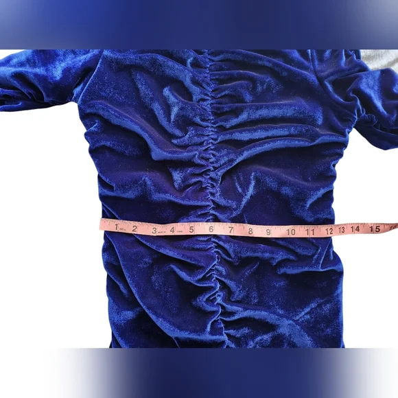 CBR Blue Velvet Long Sleeve Bodycon Dress XL - Picture 8 of 10